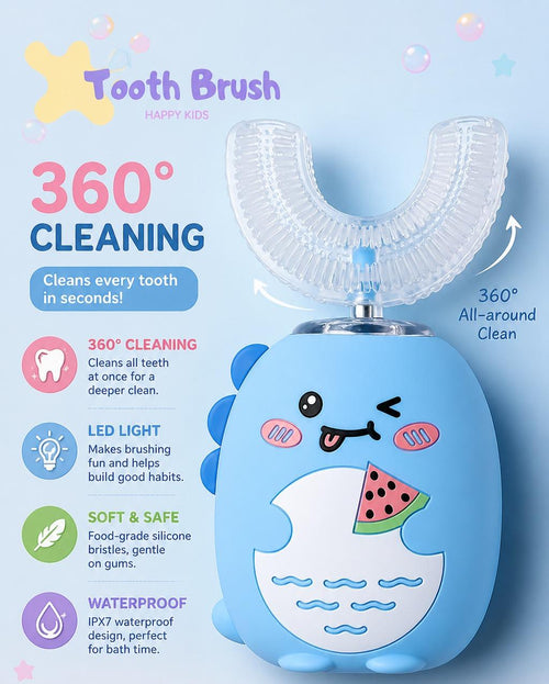 U-Shaped Kids Electric Toothbrush - Bright Smiles, Happy Kids!